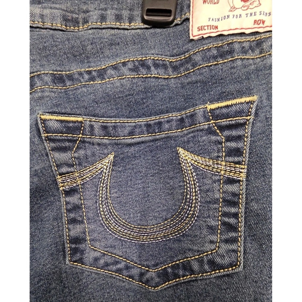 True Religion Women 32 (36/28) Jennie Curvy MidRise Blue Denim Skinny Lurex Jean